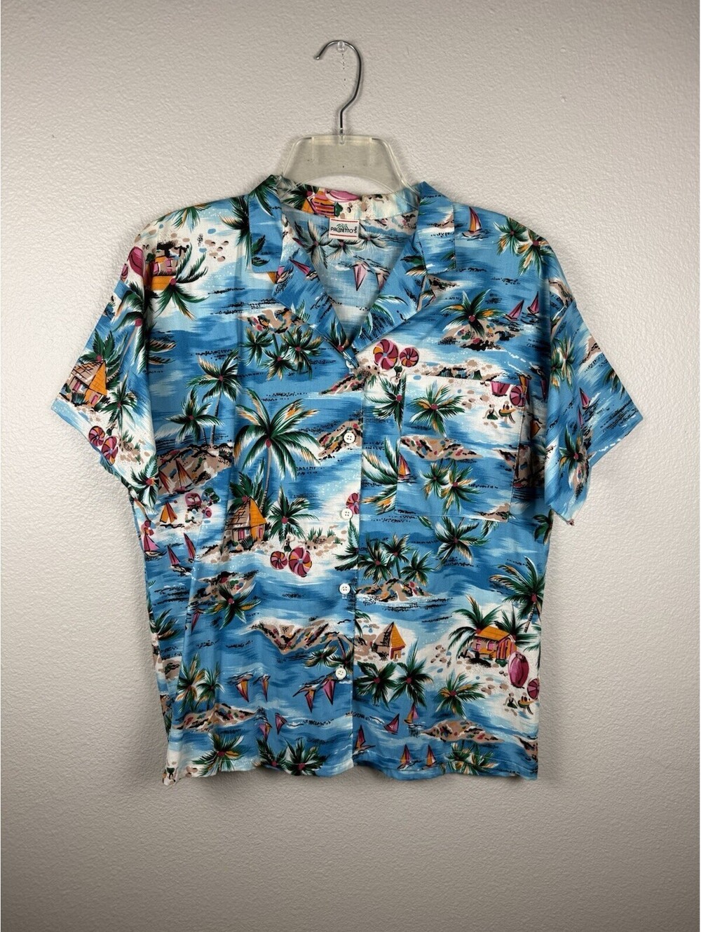 Vintage Palmetto’s Hawaiian Camp Shirt L Tropical Island Single Stitch 21x23